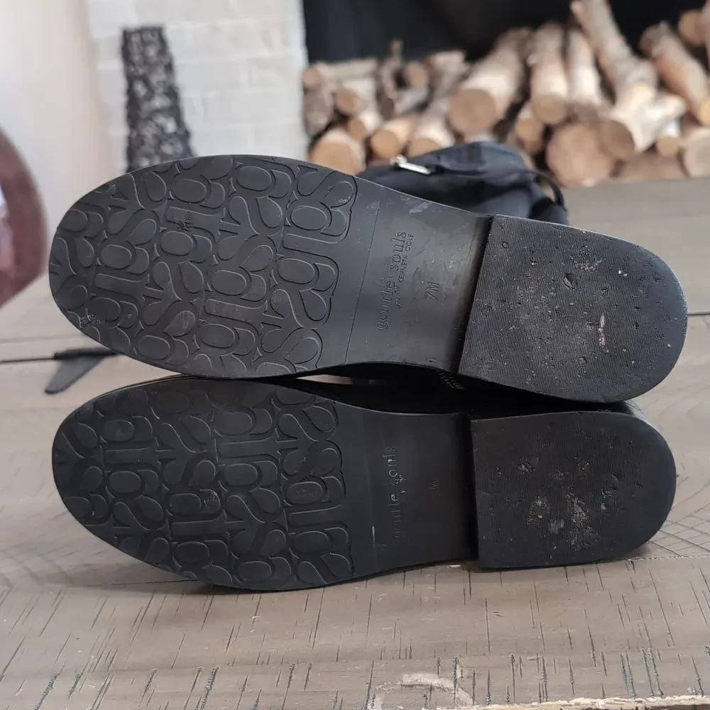 Gentle Souls Edgefield Black Nubuk Leather Buckle OTK Boots Size 7M